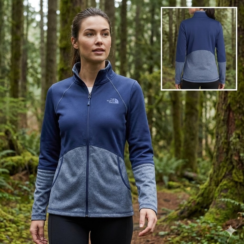 The North Face Womens NF00CP5M‎ Blue Gray Full Zip Performance Jacket Large SP17